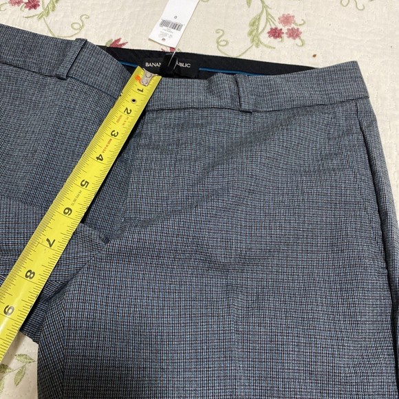 Banana Republic Blue Logan 0 Mid Rise Straight Fit Trouser Pant New Plaid Black - Picture 8 of 14